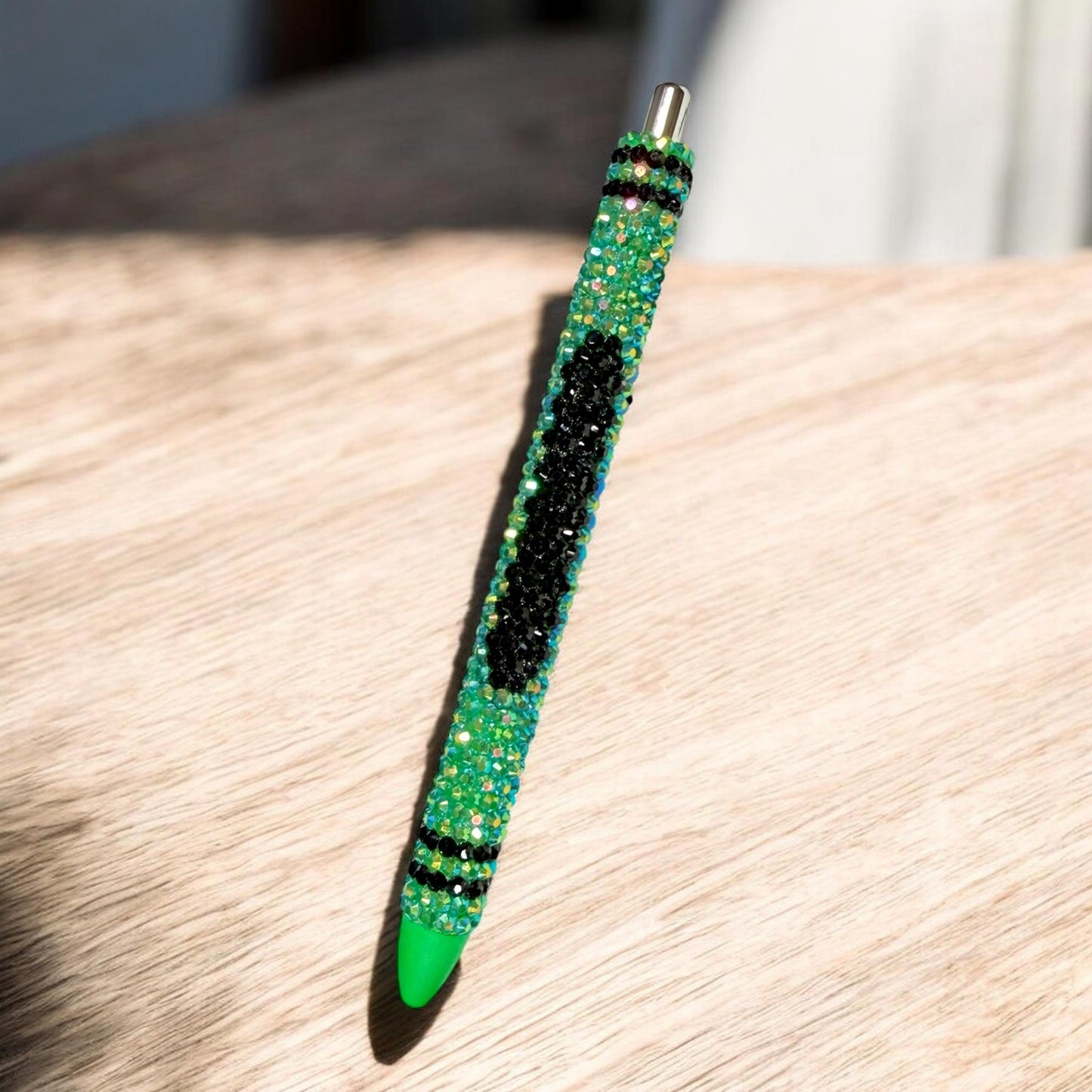 Green Crayon Rhinestone Pen