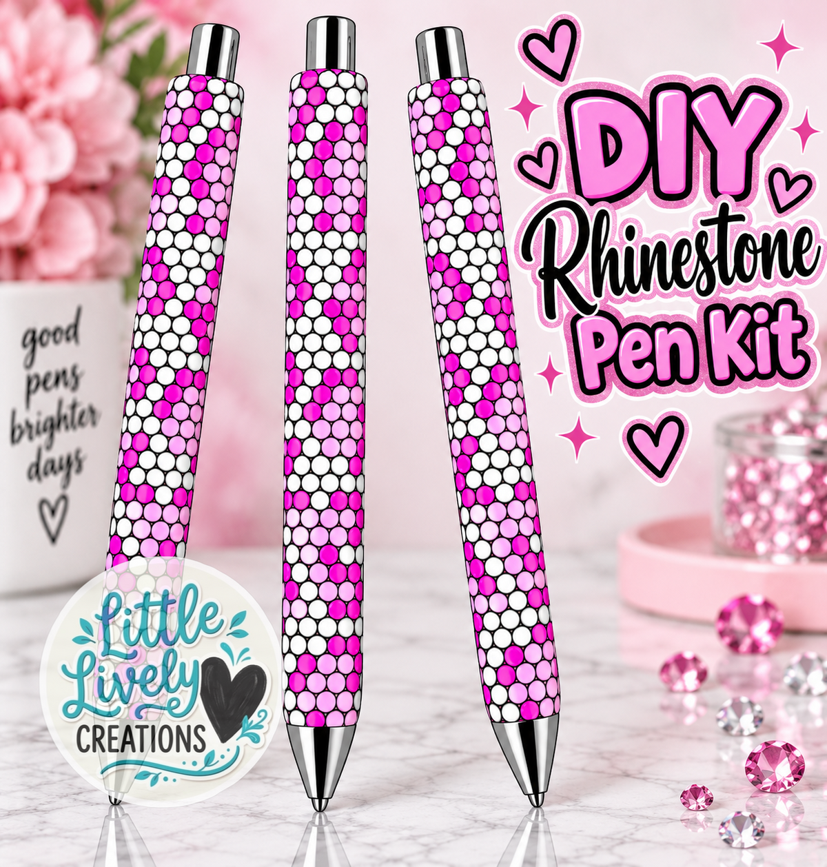 Pink Leopard Rhinestone Pen Kit