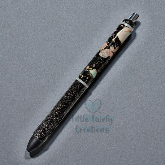 Black Cracked Crystals Pen