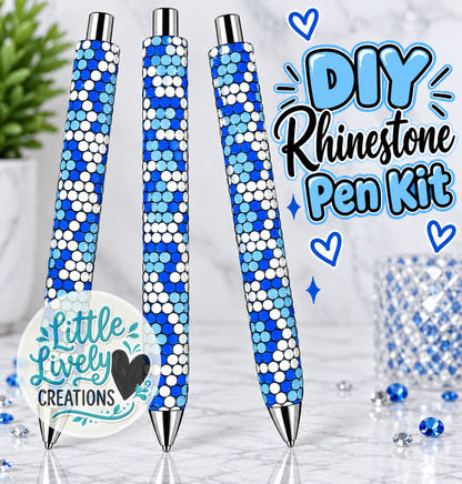 Blue Leopard Rhinestone Pen Kit