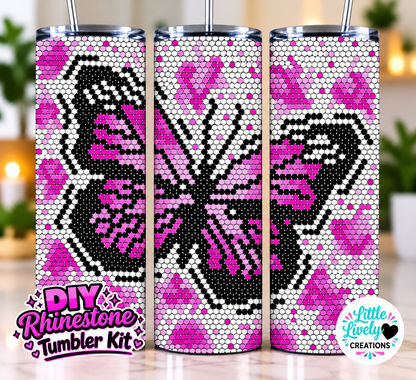 Pink Butterfly Rhinestone Tumbler Kit