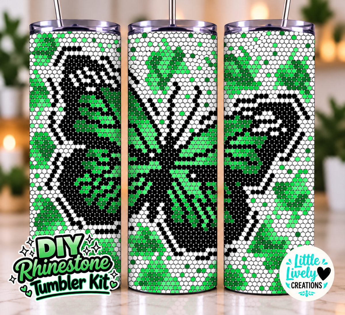 Green Butterfly Rhinestone Tumbler Kit