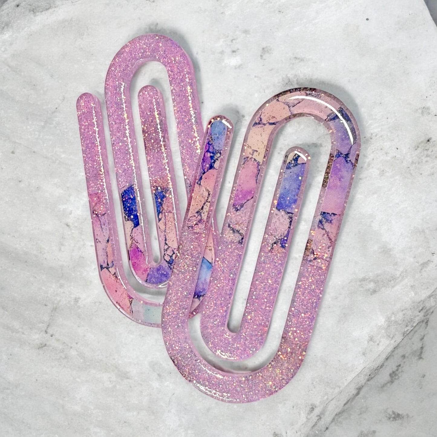 Lilac Cracked Crystal Jumbo Paperclip Set