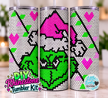 Pink Green Man Rhinestone Tumbler Kit