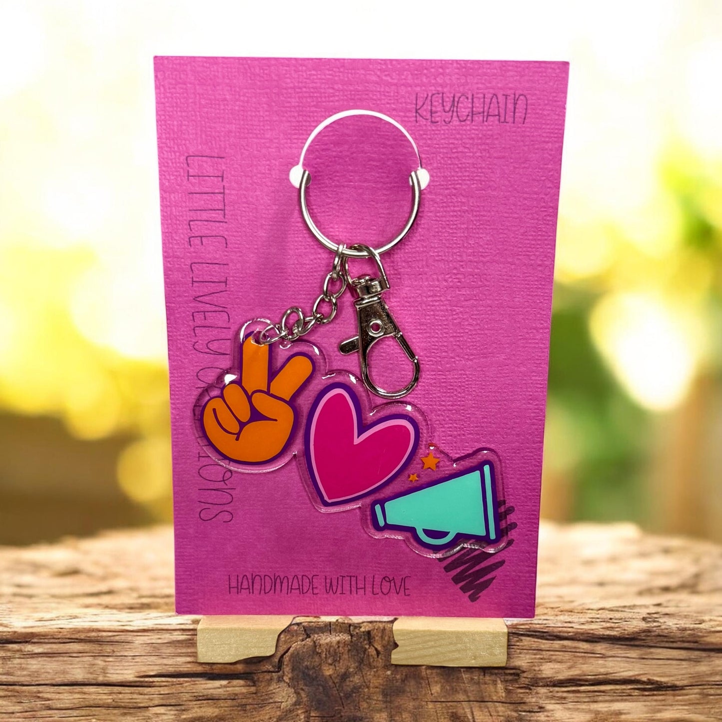 Peace, Love, Cheer Keychain
