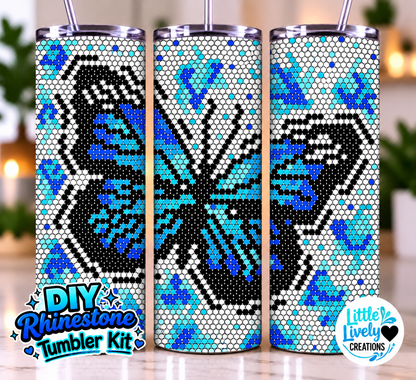 Blue Butterfly Rhinestone Tumbler Kit