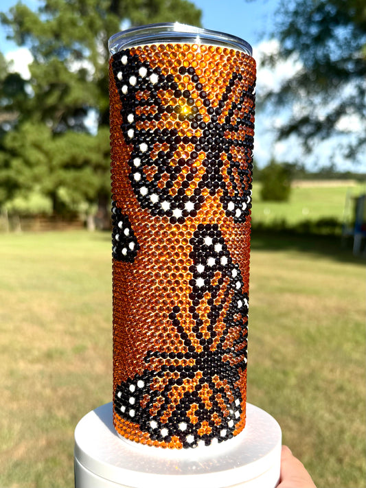 Monarch Butterfly Rhinestone Tumbler