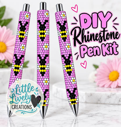 Pink Bees Rhinestone Pen Kit