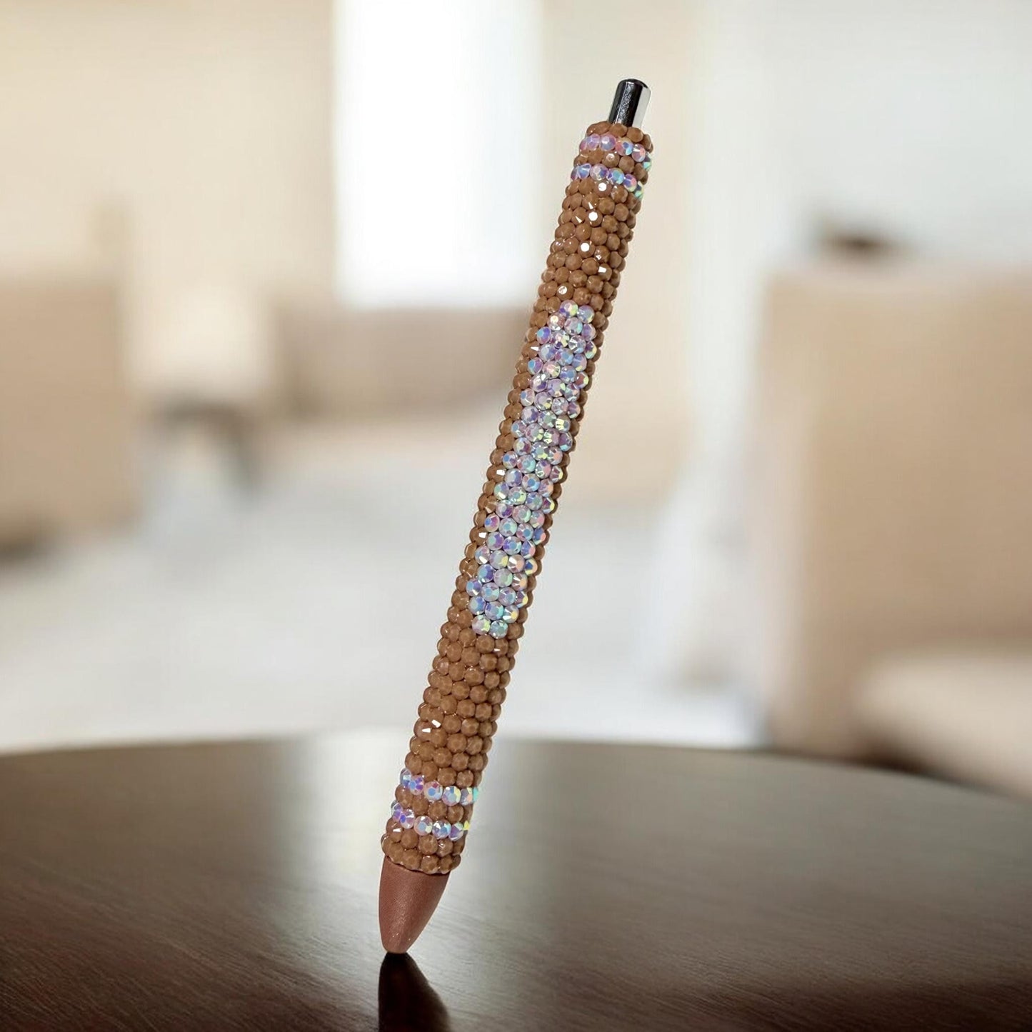Brown Crayon Rhinestone Pen