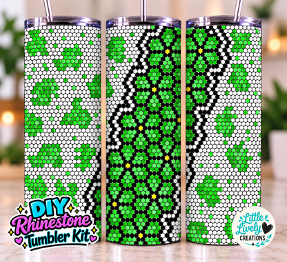 Green Cheetah Floral Rhinestone Tumbler Kit
