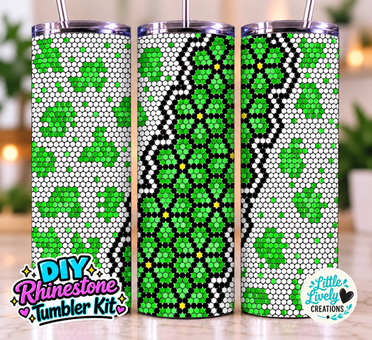 Green Cheetah Floral Rhinestone Tumbler Kit