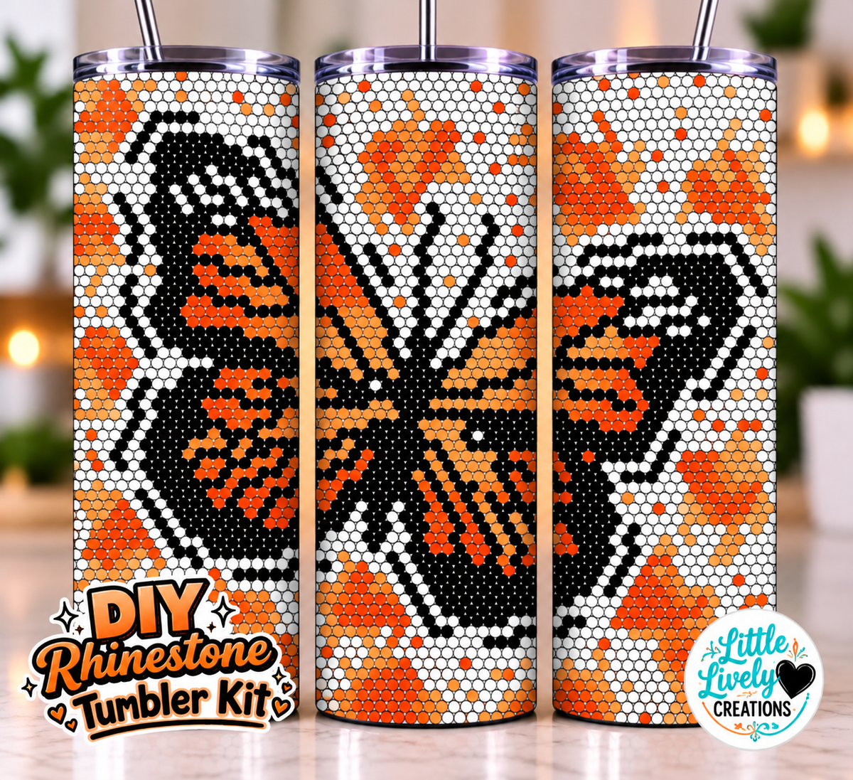 Orange Butterfly Rhinestone Tumbler Kit