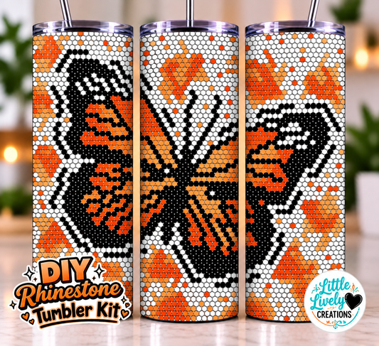 Orange Butterfly Rhinestone Tumbler Kit