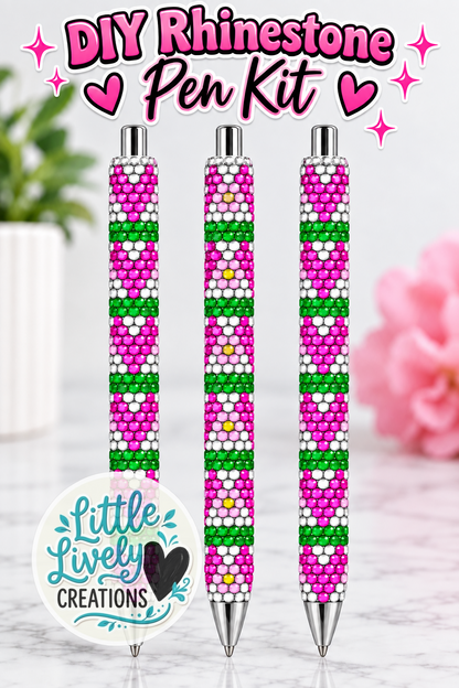 Pink Hearts Rhinestone Pen Kit