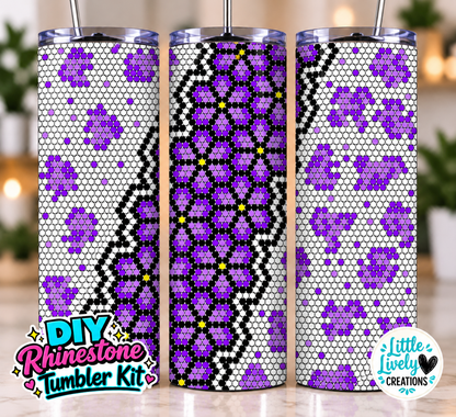 Purple Cheetah Floral Rhinestone Tumbler Kit