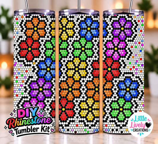 Rainbow Flowers Rhinestone Tumbler Kit